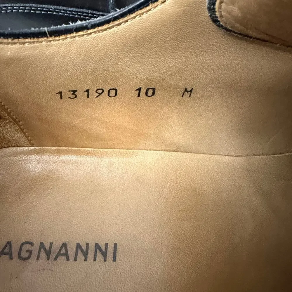 Magnanni Vaughan Dress Shoes Mens Size 10 M Oxford Hand Painted Dark Brown Spain
